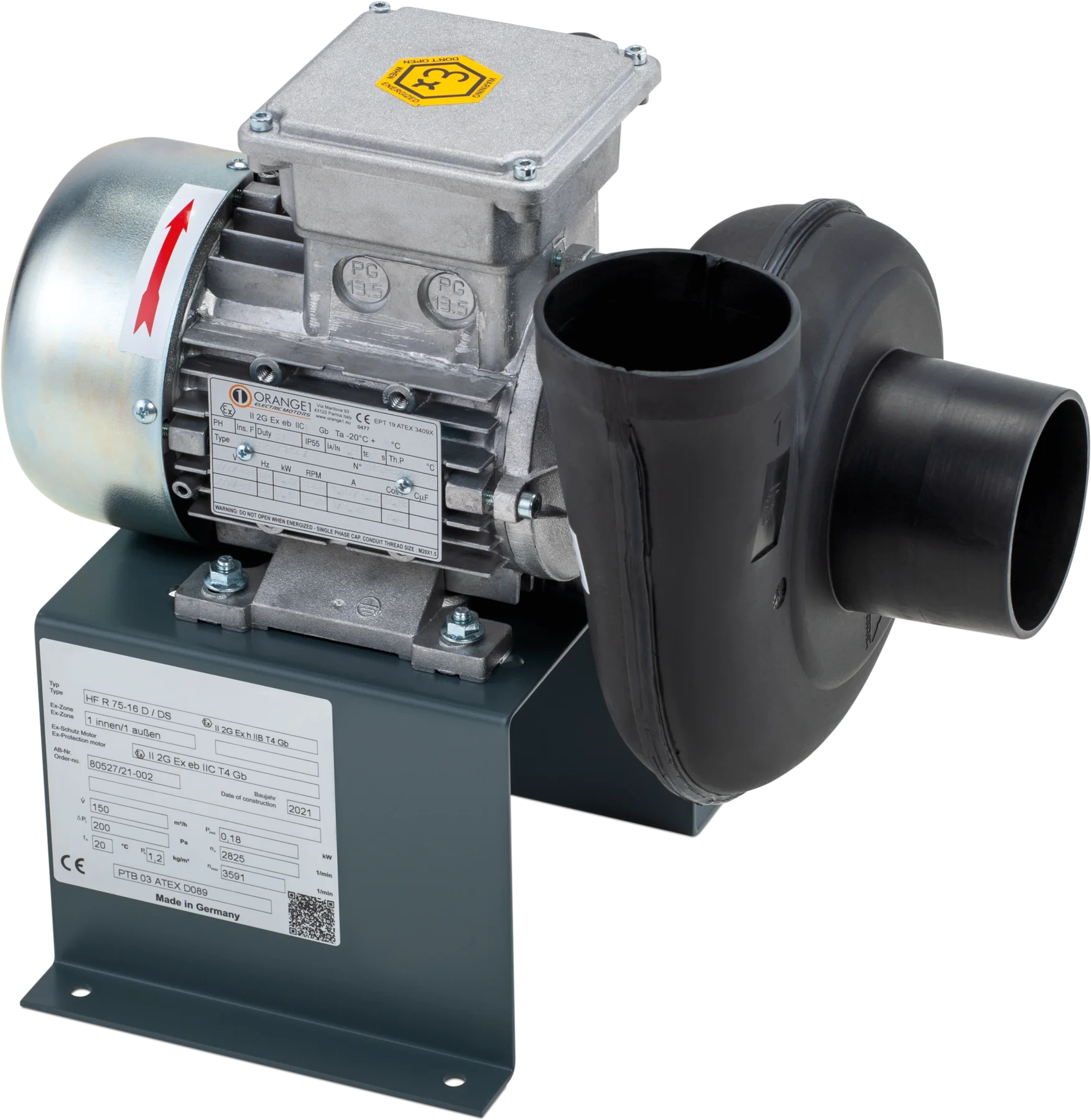 Radial fan with explosion-proof motor, 230 V / 400 V